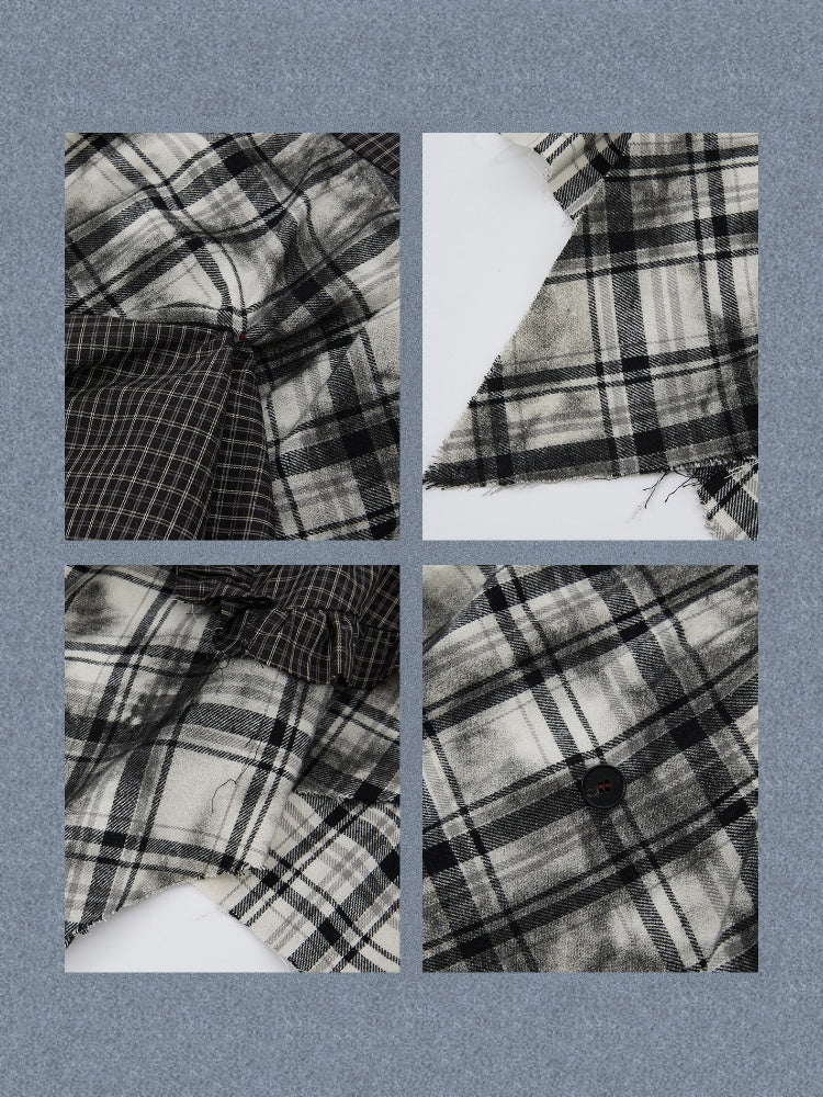 Plaid Asymmetrical Patchwork High-Waisted Midi Skirt 【s0000017942】