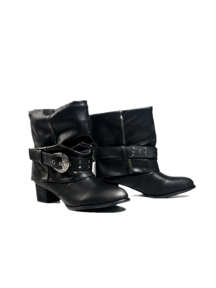 Retro Western Polished Pointed Toe Riding Ankle Boots【s0000017948】