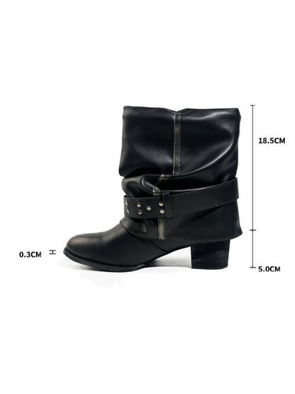 Retro Western Polished Pointed Toe Riding Ankle Boots【s0000017948】