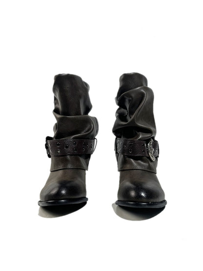 Retro Western Polished Pointed Toe Riding Ankle Boots【s0000017948】