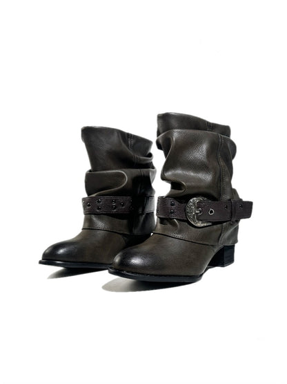 Retro Western Polished Pointed Toe Riding Ankle Boots【s0000017948】
