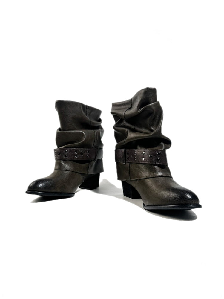 Retro Western Polished Pointed Toe Riding Ankle Boots【s0000017948】