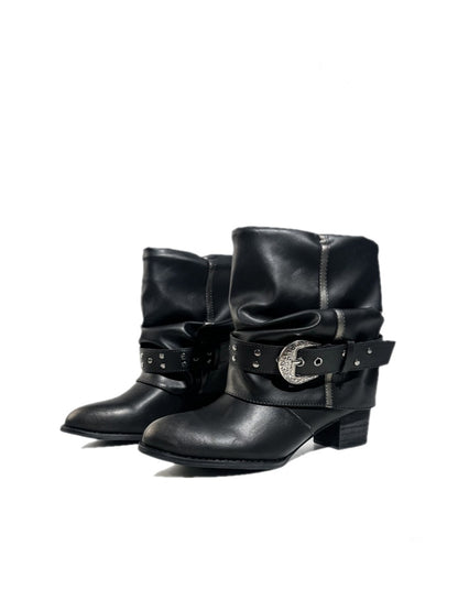 Retro Western Polished Pointed Toe Riding Ankle Boots【s0000017948】