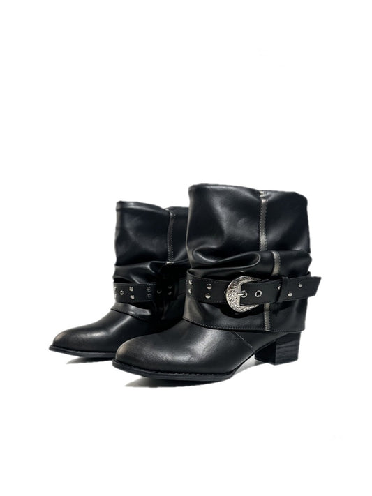 Retro Western Polished Pointed Toe Riding Ankle Boots【s0000017948】
