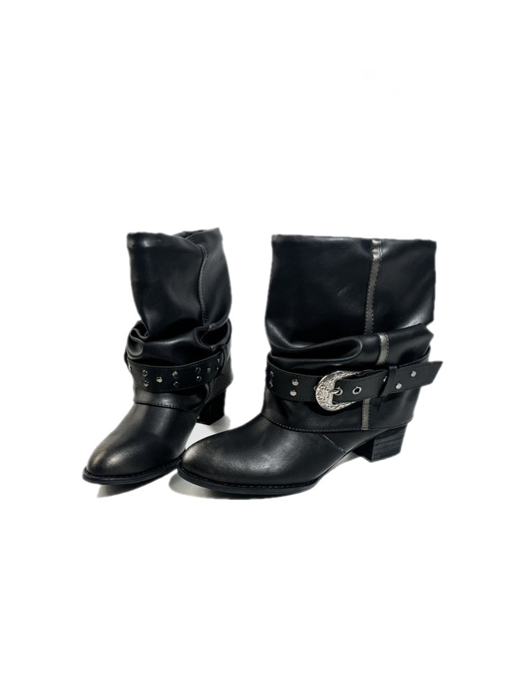 Retro Western Polished Pointed Toe Riding Ankle Boots【s0000017948】