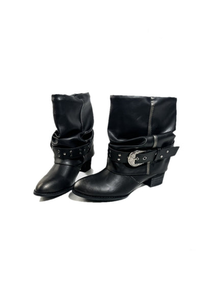 Retro Western Polished Pointed Toe Riding Ankle Boots【s0000017948】