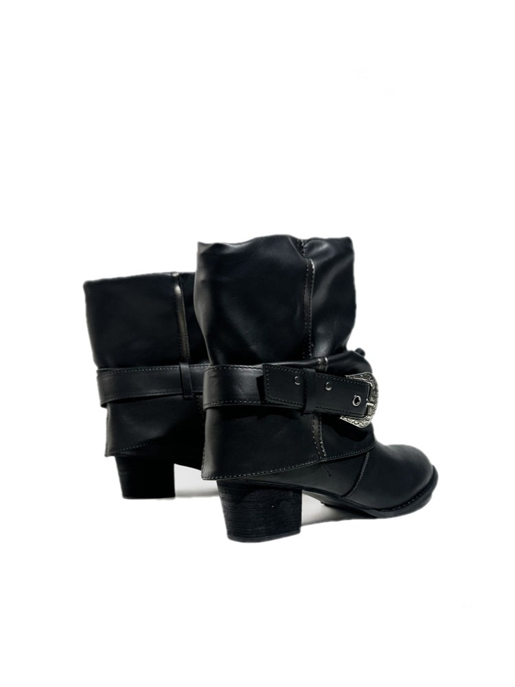 Retro Western Polished Pointed Toe Riding Ankle Boots【s0000017948】