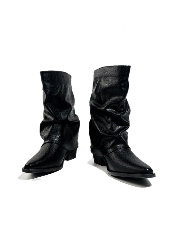 Triple Buckle Pointed Toe Chunky Heel Riding Boots【s0000017950】