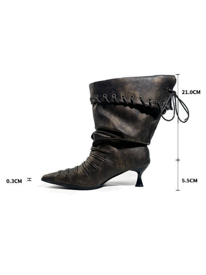 Retro Western Large Tube Slim-Heel Scooter Rider Boots【s0000017951】