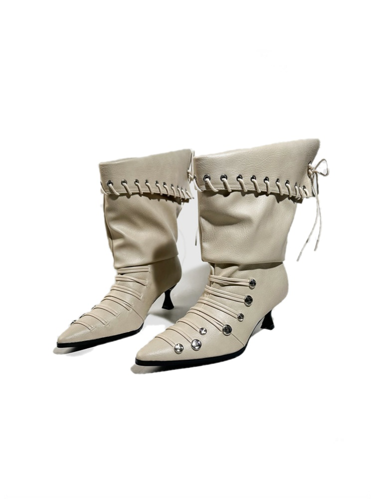 Retro Western Large Tube Slim-Heel Scooter Rider Boots【s0000017951】