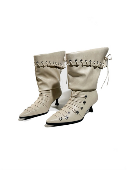 Retro Western Large Tube Slim-Heel Scooter Rider Boots【s0000017951】