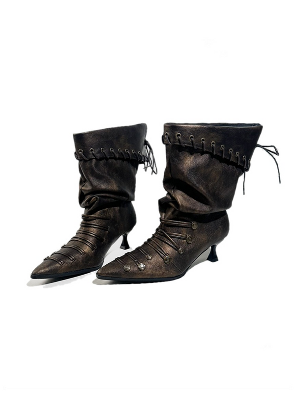 Retro Western Large Tube Slim-Heel Scooter Rider Boots【s0000017951】