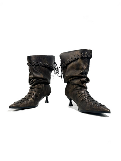 Retro Western Large Tube Slim-Heel Scooter Rider Boots【s0000017951】