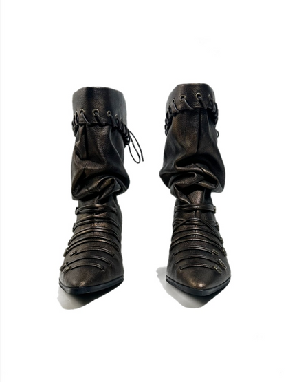 Retro Western Large Tube Slim-Heel Scooter Rider Boots【s0000017951】