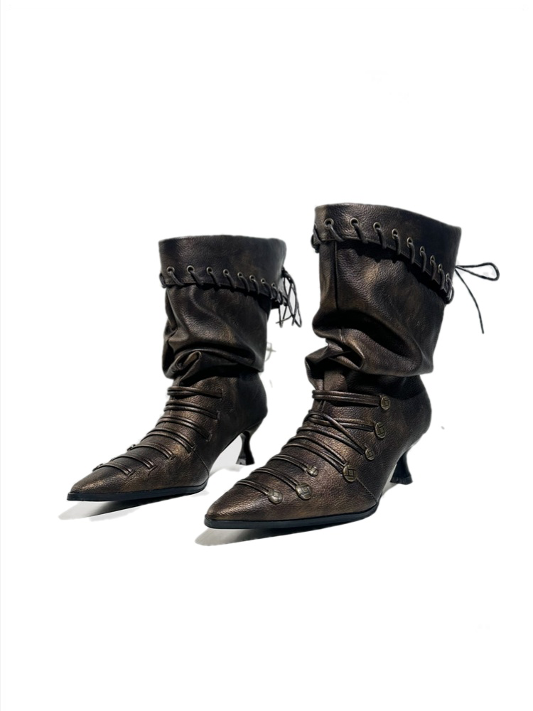 Retro Western Large Tube Slim-Heel Scooter Rider Boots【s0000017951】