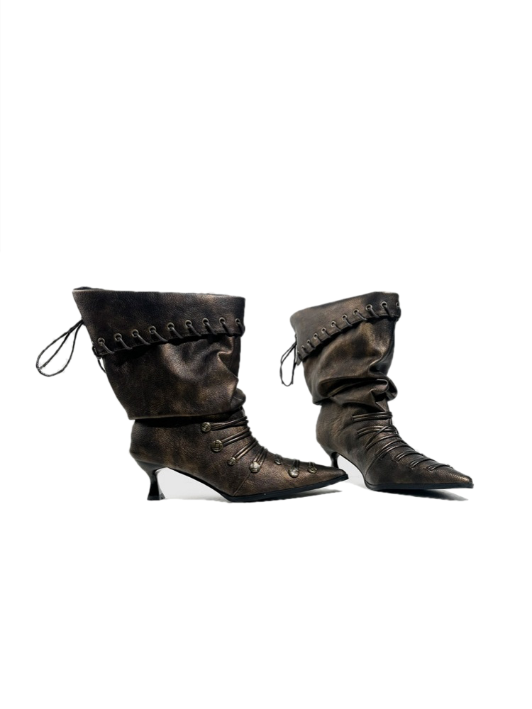 Retro Western Large Tube Slim-Heel Scooter Rider Boots【s0000017951】