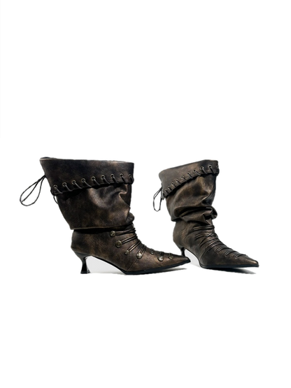 Retro Western Large Tube Slim-Heel Scooter Rider Boots【s0000017951】