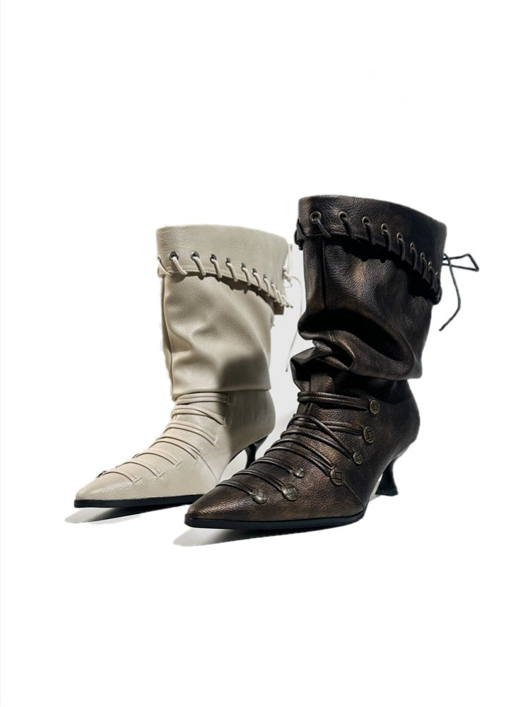 Retro Western Large Tube Slim-Heel Scooter Rider Boots【s0000017951】