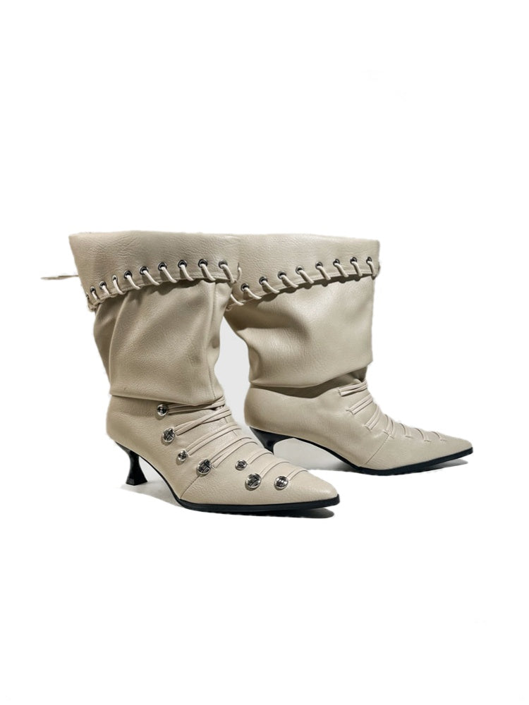 Retro Western Large Tube Slim-Heel Scooter Rider Boots【s0000017951】
