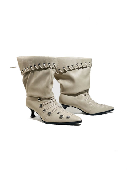 Retro Western Large Tube Slim-Heel Scooter Rider Boots【s0000017951】
