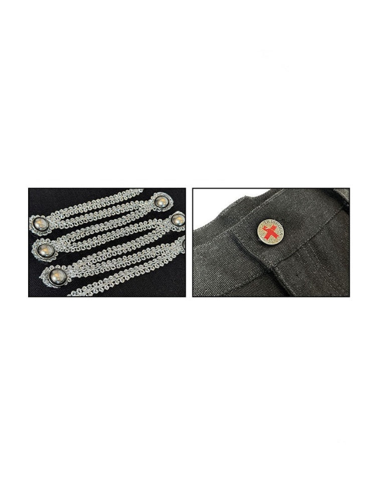 Centipede Webbing Palace Vintage Original Cowhide Lace Button Straight-Leg Pants【s0000017960】