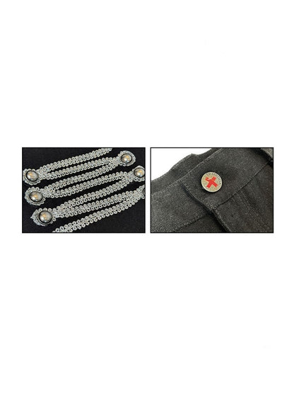 Centipede Webbing Palace Vintage Original Cowhide Lace Button Straight-Leg Pants【s0000017960】