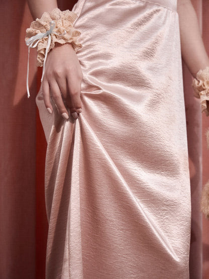 French Rococo Vintage Pink Bow Satin Slip Dress【s0000018008】