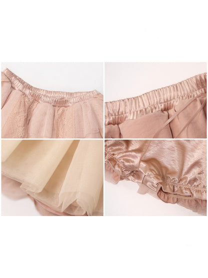French Rococo Vintage Pink Mesh Lace Skirt Pants【s0000018009】