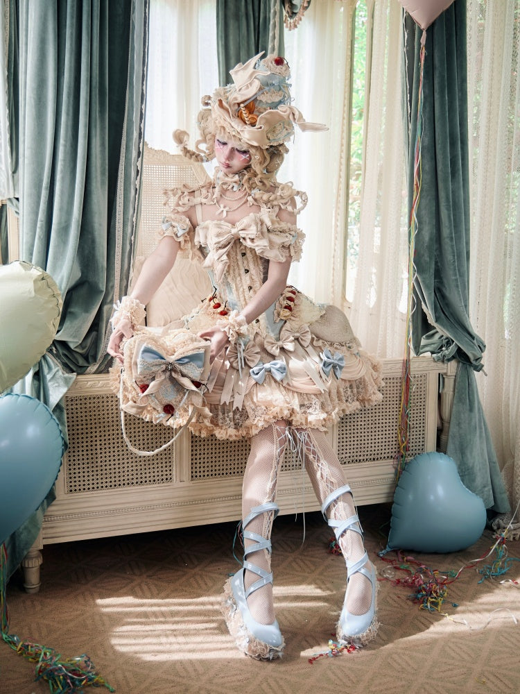 French Rococo Cherry Twin Heart Cake Handbag【s0000018010】