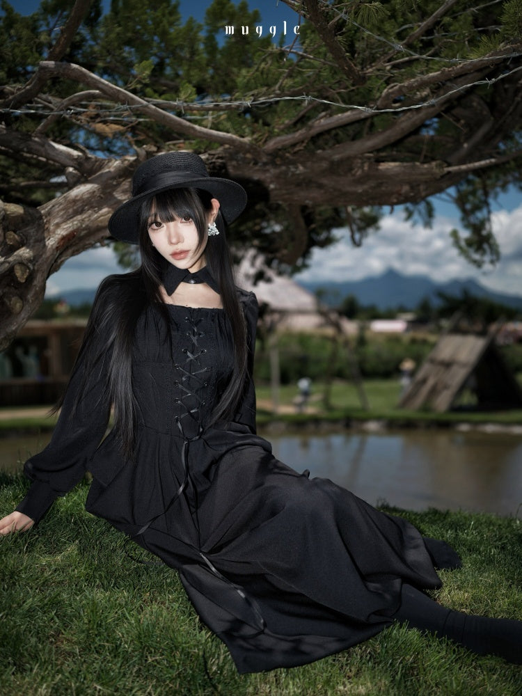 French Cape Waist-Cinching Retro Temperament Fishtail Dress【s0000018014】