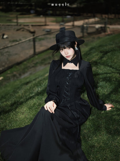 French Cape Waist-Cinching Retro Temperament Fishtail Dress【s0000018014】