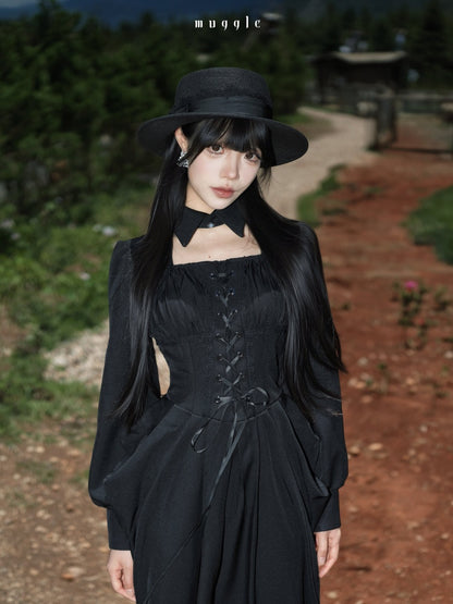 French Cape Waist-Cinching Retro Temperament Fishtail Dress【s0000018014】