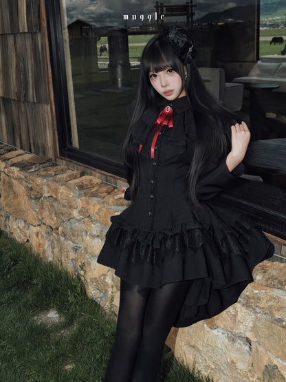 Gothic Ten-Piece Vintage Waist-Cinching Lace Mini Dress【s0000018016】