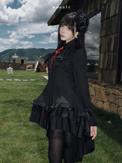 Gothic Ten-Piece Vintage Waist-Cinching Lace Mini Dress【s0000018016】