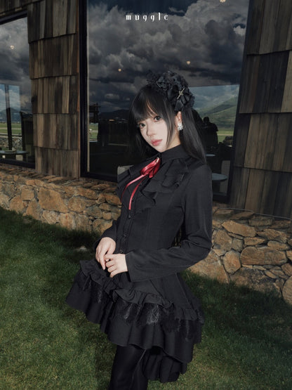 Gothic Ten-Piece Vintage Waist-Cinching Lace Mini Dress【s0000018016】