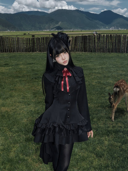 Gothic Ten-Piece Vintage Waist-Cinching Lace Mini Dress【s0000018016】