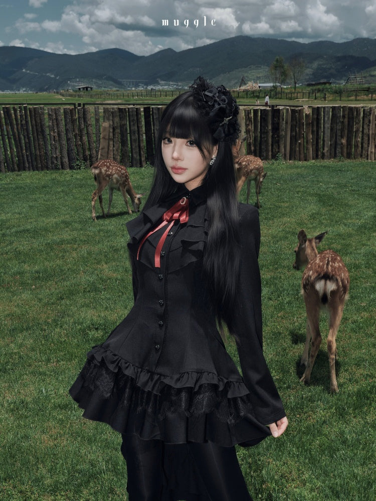 Gothic Ten-Piece Vintage Waist-Cinching Lace Mini Dress【s0000018016】