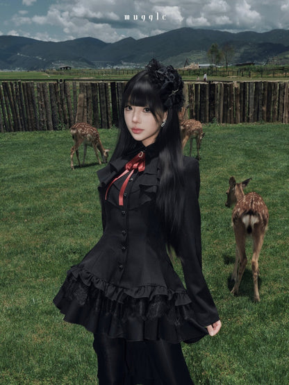 Gothic Ten-Piece Vintage Waist-Cinching Lace Mini Dress【s0000018016】