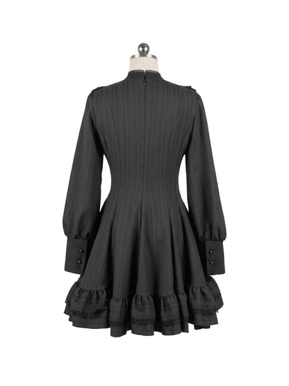 French Vintage Elegant Waist-Cinching Lace Long Dress【s0000018017】