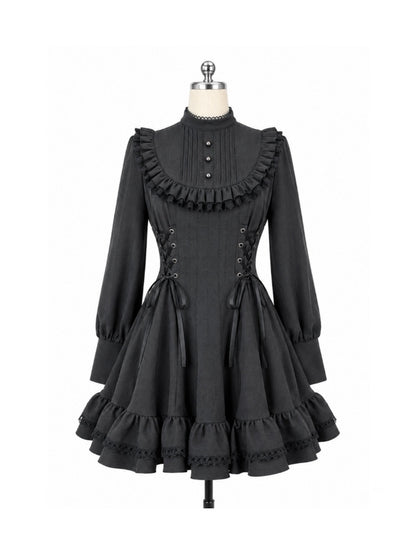 French Vintage Elegant Waist-Cinching Lace Long Dress【s0000018017】