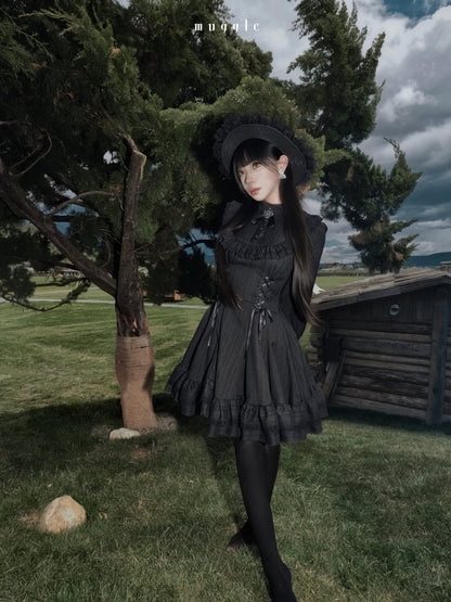 French Vintage Elegant Waist-Cinching Lace Long Dress【s0000018017】