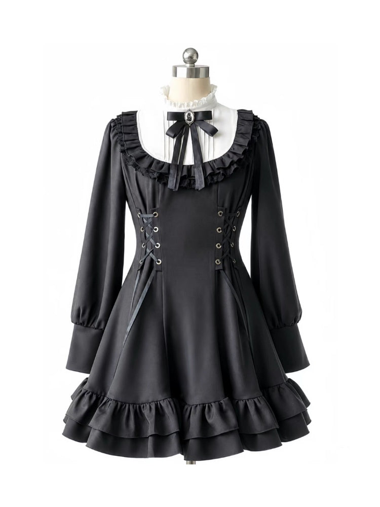 French Vintage Elegant Waist-Cinching Lace Long Dress【s0000018019】