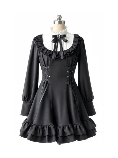 French Vintage Elegant Waist-Cinching Lace Long Dress【s0000018019】