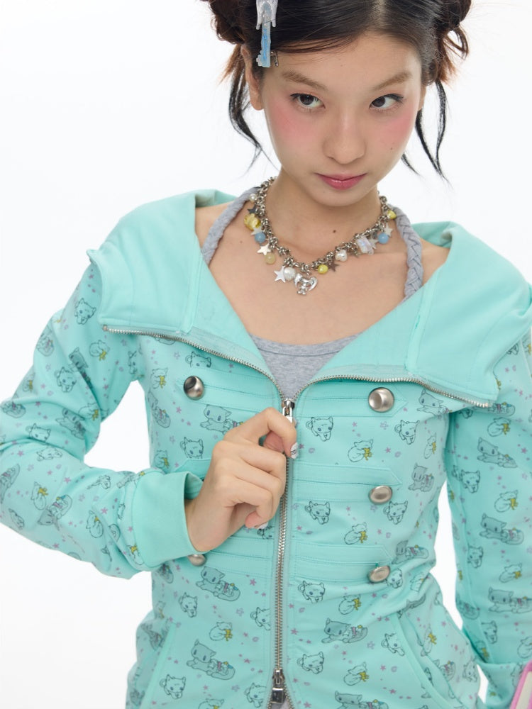 Mint Green Napoleon Double-Breasted Jacket【s0000018023】