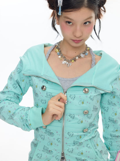 Mint Green Napoleon Double-Breasted Jacket【s0000018023】