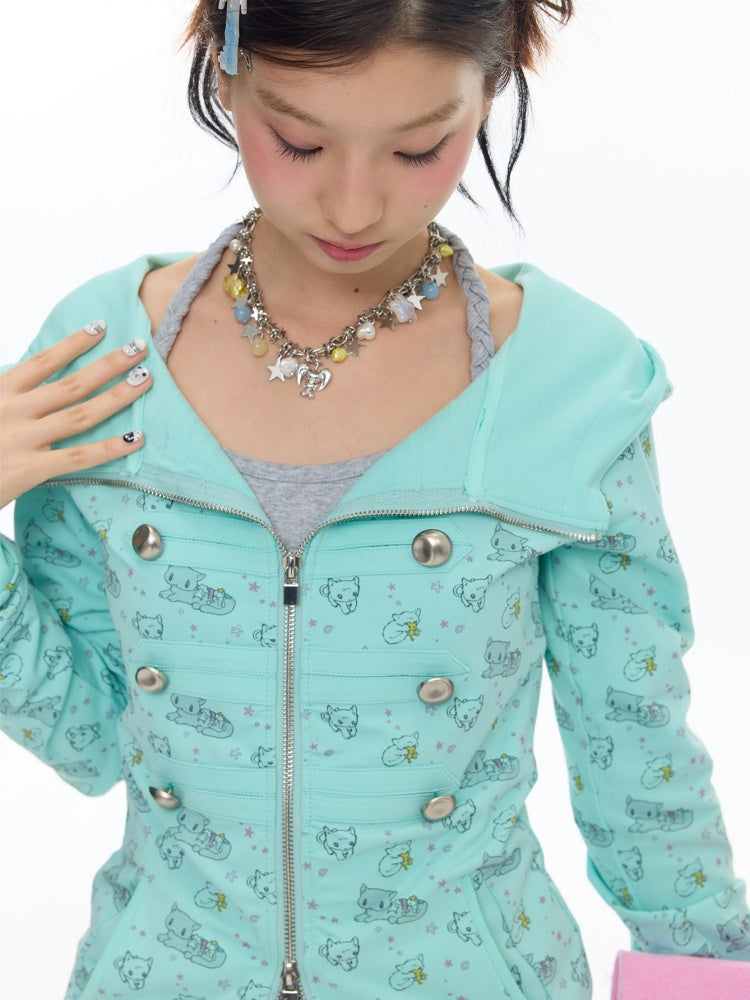 Mint Green Napoleon Double-Breasted Jacket【s0000018023】