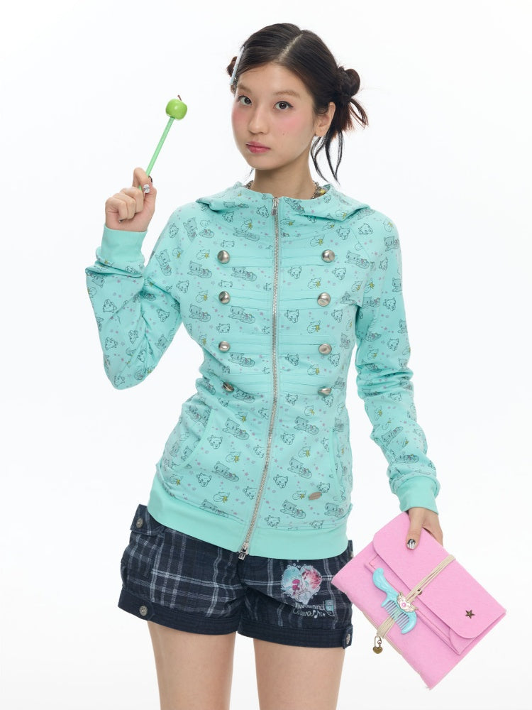 Mint Green Napoleon Double-Breasted Jacket【s0000018023】