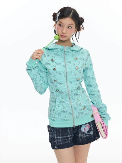 Mint Green Napoleon Double-Breasted Jacket【s0000018023】