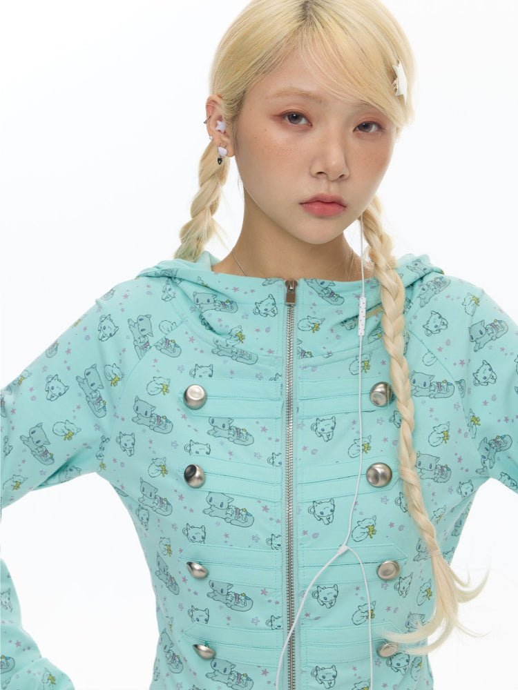 Mint Green Napoleon Double-Breasted Jacket【s0000018023】