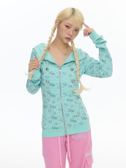 Mint Green Napoleon Double-Breasted Jacket【s0000018023】